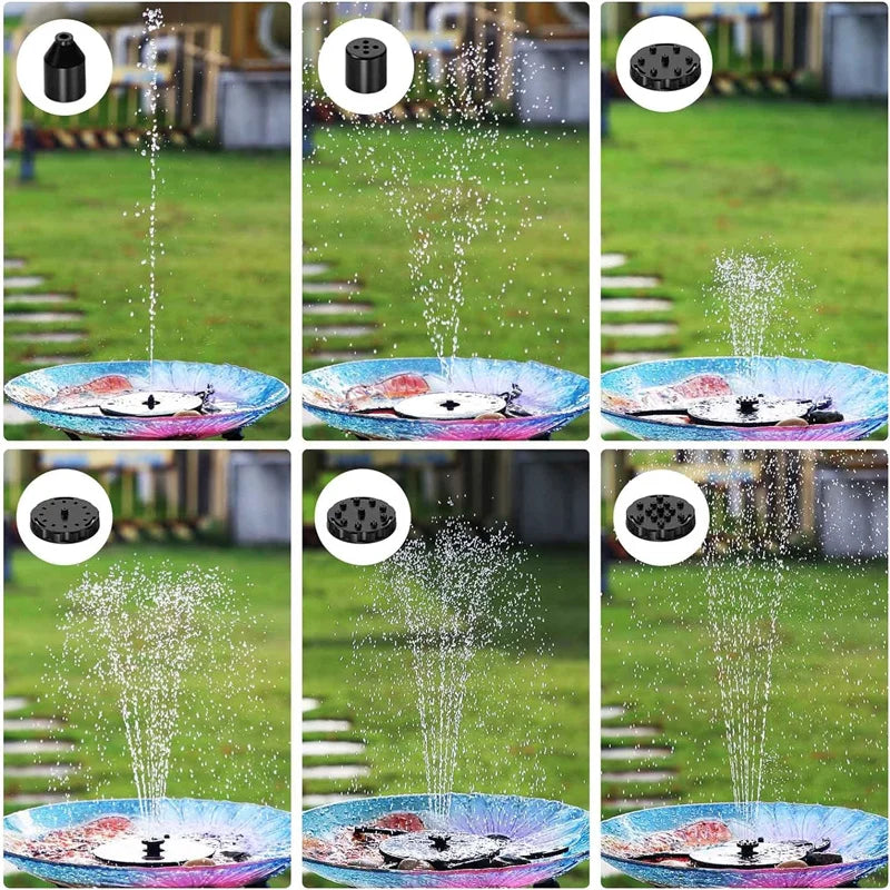 Solar-Wasserbrunnenpumpe mit 1,2m Kabel – Solarbetriebene Vogelbad-Fontäne mit 6 Düsen | Für Garten, Teich & Outdoor-Dekoration Kaufschwan®