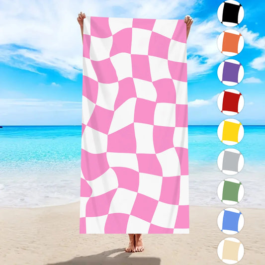 Modisches Kariertes Strandtuch – Schnell Trocknend & Saugfähig | Großes Mikrofaser Handtuch in Mehreren Farben für Strand & Reisen