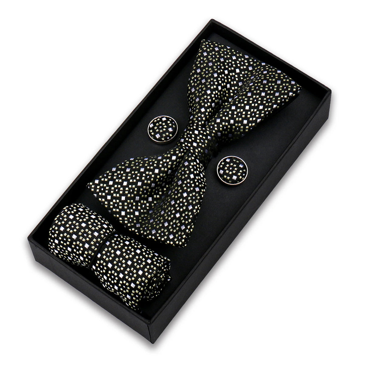 Herren Fliegen-Set – 3-teiliges Geschenkset mit Fliege, Einstecktuch & Manschettenknöpfen | Elegantes Rotes Accessoire für Business & Hochzeit