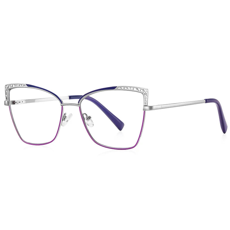 Cat-eye Anti-blue Light Glasses With Plain Face And Metal Frame 99007 Kaufschwan® Purple