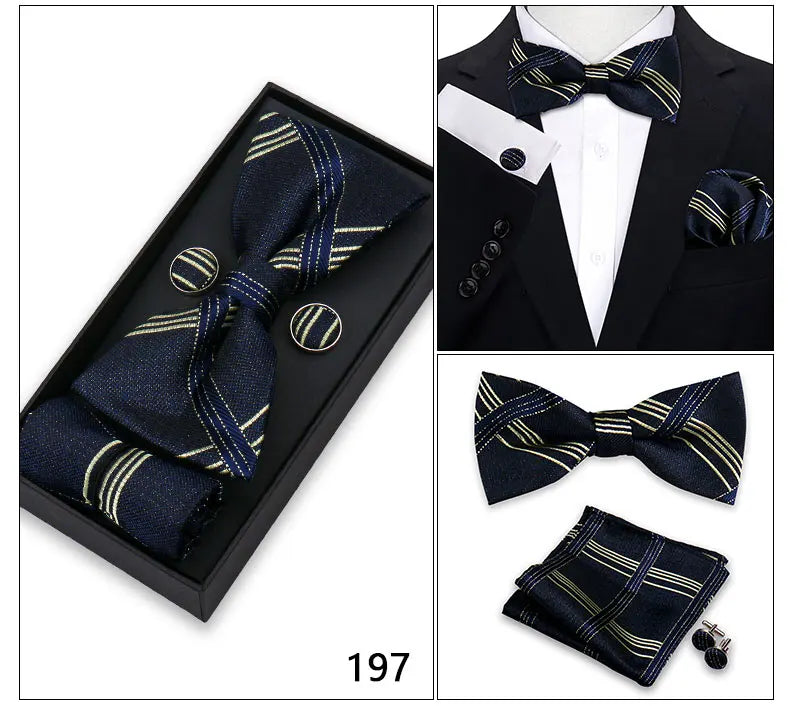 Herren Fliegen-Set – 3-teiliges Geschenkset mit Fliege, Einstecktuch & Manschettenknöpfen | Elegantes Rotes Accessoire für Business & Hochzeit