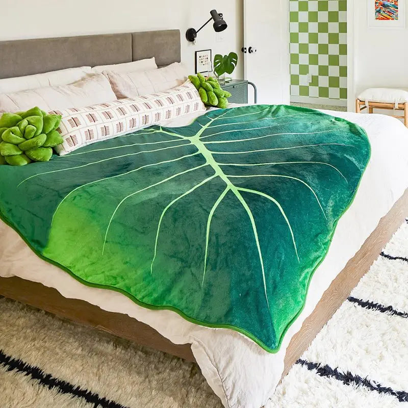 150×200CM Super Weiche Große Blattdecke – Gloriosum Pflanzenmotiv, Kuscheldecke für Sofa, Bett & Wohnaccessoires Kaufschwan®
