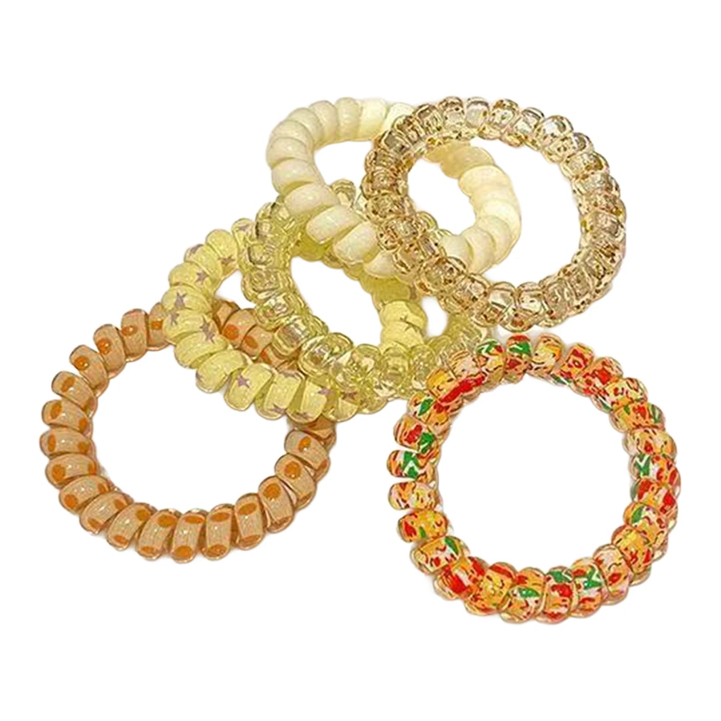 6 Stück Telefonkabel-Haargummis | Hoch-Elastische Weiche Spiral-Pferdeschwanzhalter für Damen & Mädchen | Ohne Knick Haar-Accessoires Kaufschwan® 6er Set 1