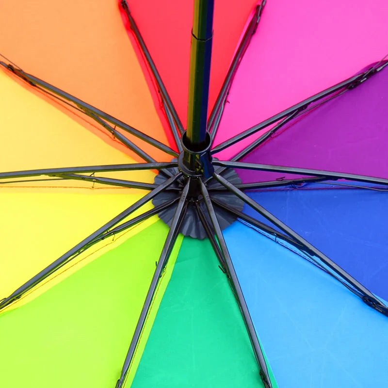 Modischer Regenbogen-Großschirm – Winddichter-Langschirm für Damen & Herren