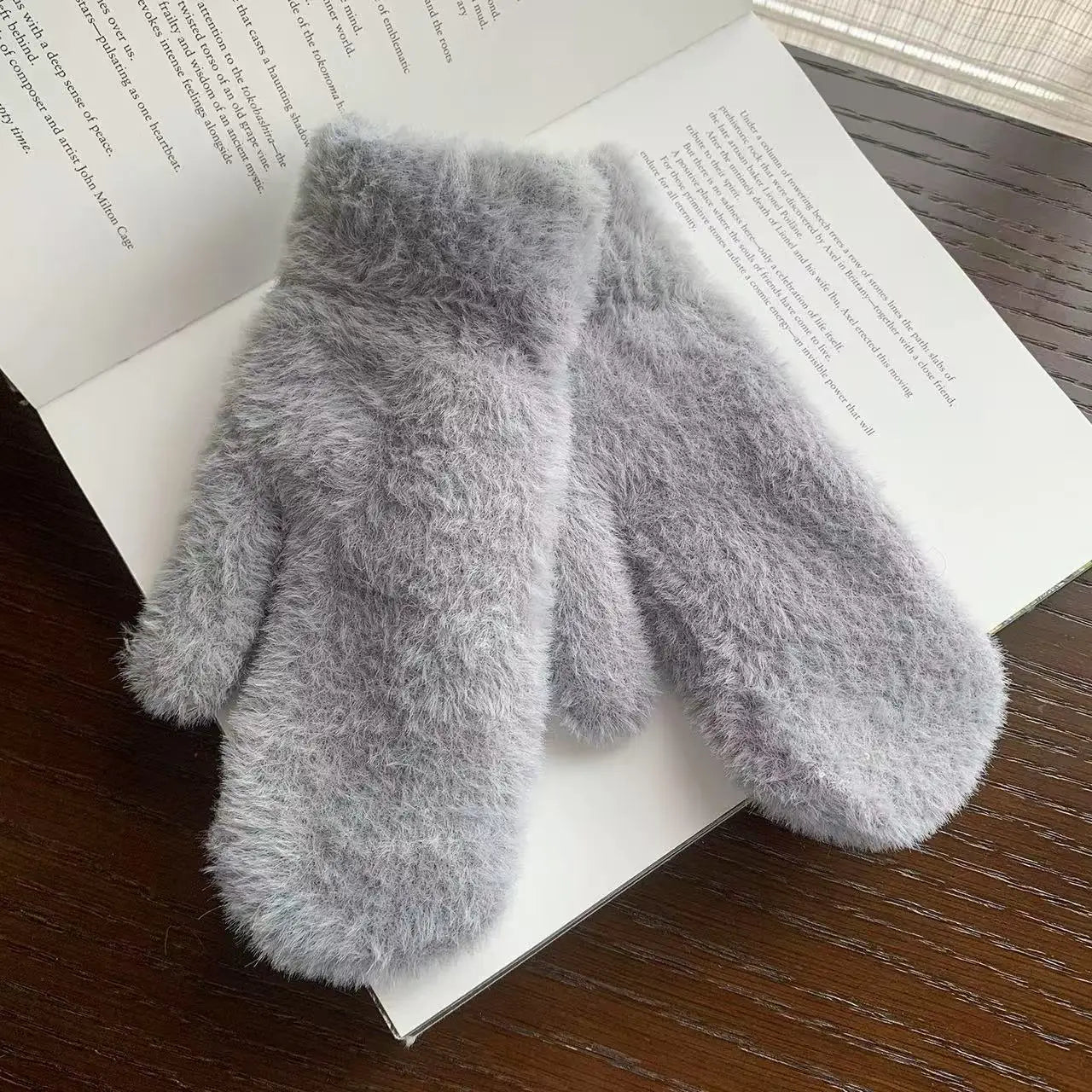 Neue Damen Winterhandschuhe – Verdickte Strickhandschuhe mit Plüschfutter | Kältefeste Vollfinger Handschuhe für Herbst & Winter Kaufschwan® Grau Einheitsgröße