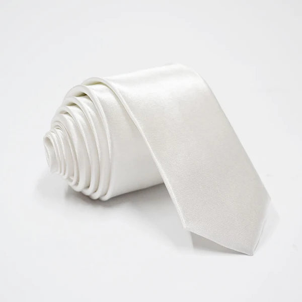 Herren Schmale Krawatte – 38 Farben Polyester-Krawatte | Elegante Einfarbige Cravate für Business, Büro & Formelle Anlässe Kaufschwan® Weiß