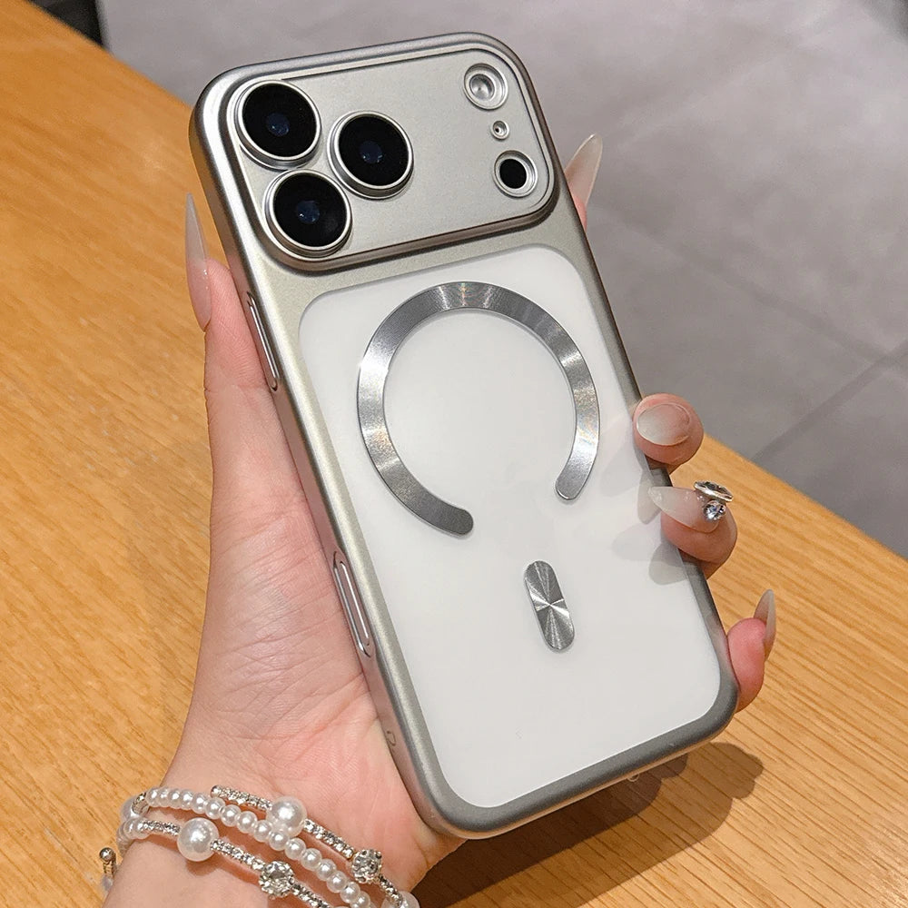 Hochwertige Matte Durchscheinende MagSafe-Hülle für iPhone 18 Pro & iPhone 18 Pro Max – Magnetische Schutzhülle für Kabelloses Laden Kaufschwan® Silber iPhone 18 Pro