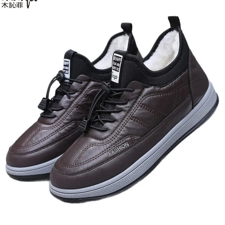 Herren Schneestiefel – Wasserdichte Winter-Lederschuhe mit Plüschfutter | Rutschfeste Warme Baumwollstiefel für Alltag & Outdoor Kaufschwan®