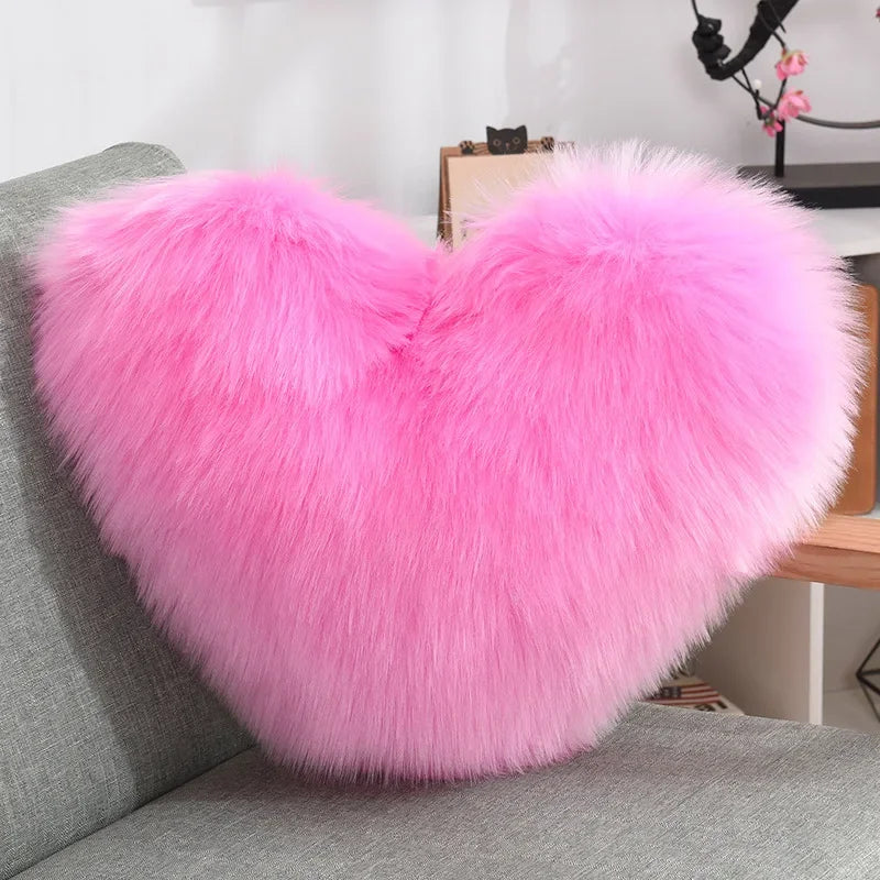 Leichtes Herzförmiges Flauschiges Sofa-Kissen | PP Baumwoll Plüschkissen | Lebendige Wohnzimmerdekoration Kaufschwan® Leuchtendes Rot 40x50cm