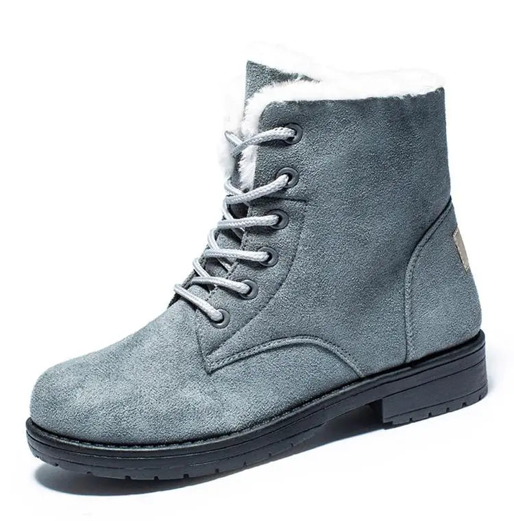 Damen Schneestiefel – Flache Plateau Winter Schuhe | Warme Kunstfell Gefütterte Plüsch Stiefel für Damen | Bequeme Winter Schuhe