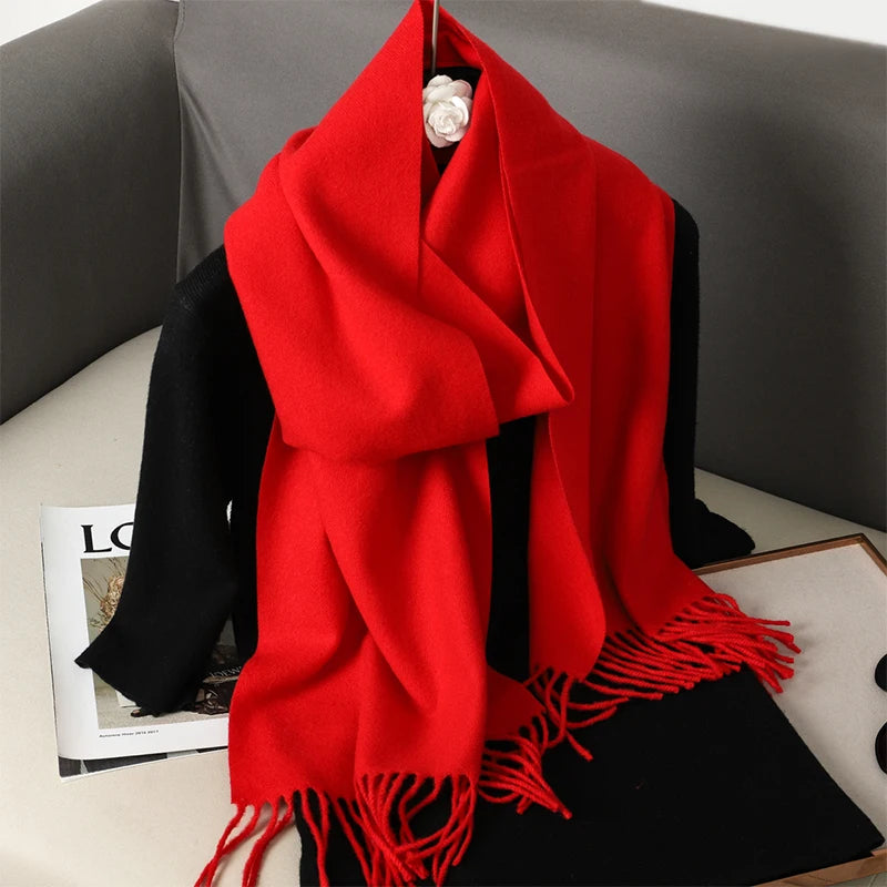 Bunte Winter Schals für Damen | Langer Kaschmir-Optik Wärmeschal | Einfarbig Hijab, Umschlagtuch & Pashmina Kopftuch