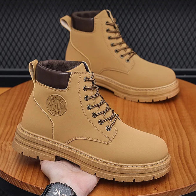 Herren Herbst-Stiefel – Modische Hohe Motorrad-Lederschuhe | Bequeme Outdoor-Schnürstiefel für Freizeit & Alltag Kaufschwan®