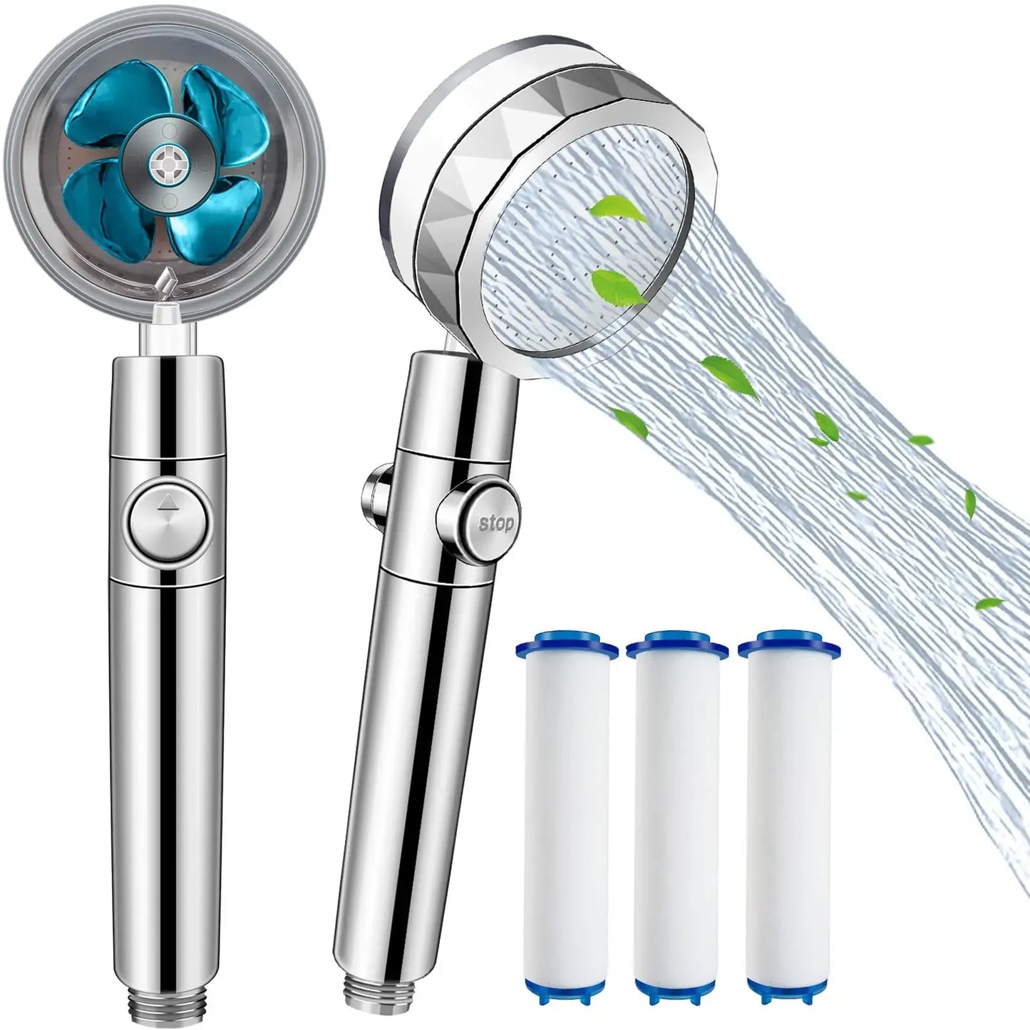 Wassersparender Hochdruck-Duschkopf mit Turbo-Propeller und integriertem Filter – Regenbrause Badezimmerzubehör Kaufschwan®