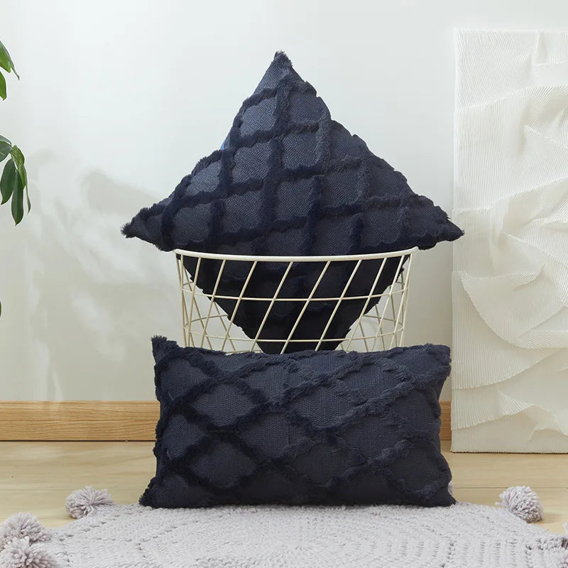 Weiche Plüsch-Wollkissenbezüge | Luxus Stil Kissenhüllen | Europäische Dekoration für Sofa & Schlafzimmer | Creme & Khaki Weihnachten Kaufschwan® Marine 30x50cm 1pcs cover