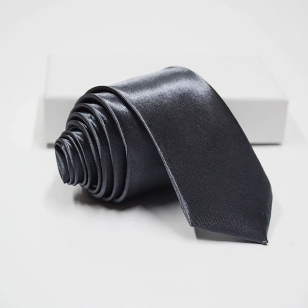 Herren Schmale Krawatte – 38 Farben Polyester-Krawatte | Elegante Einfarbige Cravate für Business, Büro & Formelle Anlässe Kaufschwan® Dunkelgrau
