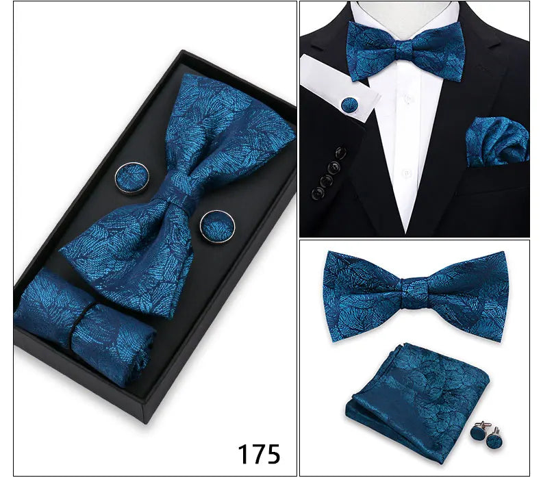 Herren Fliegen-Set – 3-teiliges Geschenkset mit Fliege, Einstecktuch & Manschettenknöpfen | Elegantes Rotes Accessoire für Business & Hochzeit Kaufschwan®