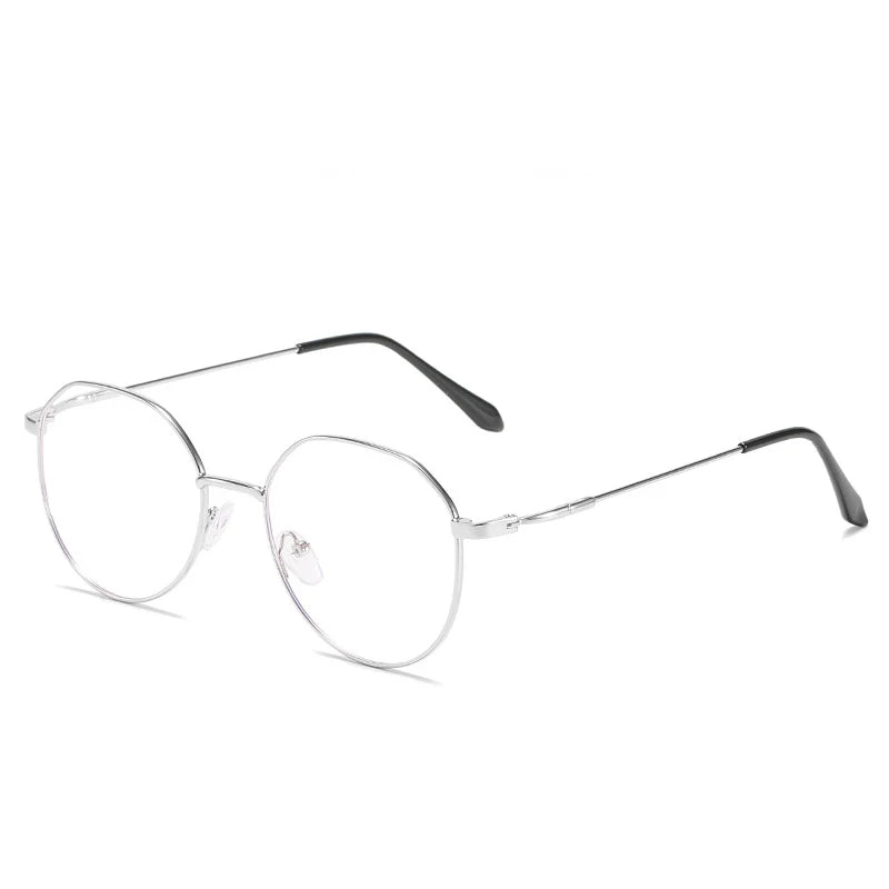 Metal Round Anti Blue Light Glasses Women Men Classic Square Eyeglasses Frames Transparent Computer Glasses Oculos Feminino Kaufschwan® Anti blue 0 silver