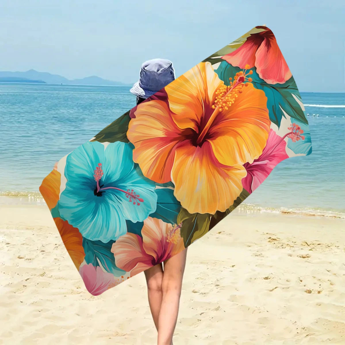 Tropisches Blumen Strandtuch – Schnell Trocknendes & Saugfähiges Mikrofaser Handtuch | Leichtes Reisehandtuch für Sport, Yoga, Schwimmen & Camping