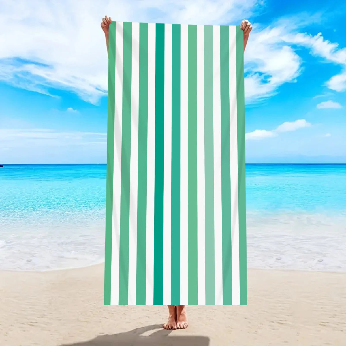 Modisches Großes Gestreiftes Strandtuch – Schnell Trocknend & Saugfähig | Weiches Schwimm- & Badehandtuch in Mehreren Farben