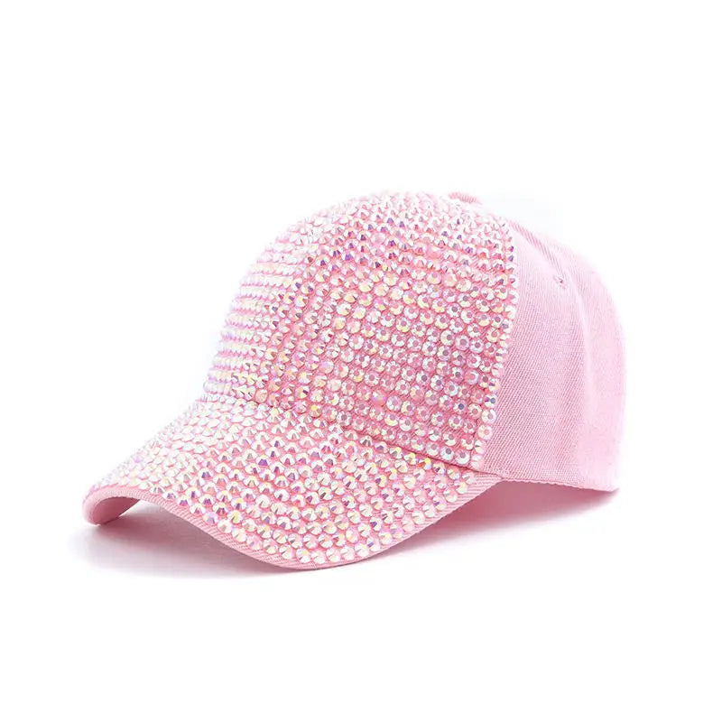 Damen Rhinestone Baseballkappe | Sommer & Herbst Sonnenhut für Damen | Koreanischer Stil Fashion Hip-Hop Reise Kappe Kaufschwan® Rosa