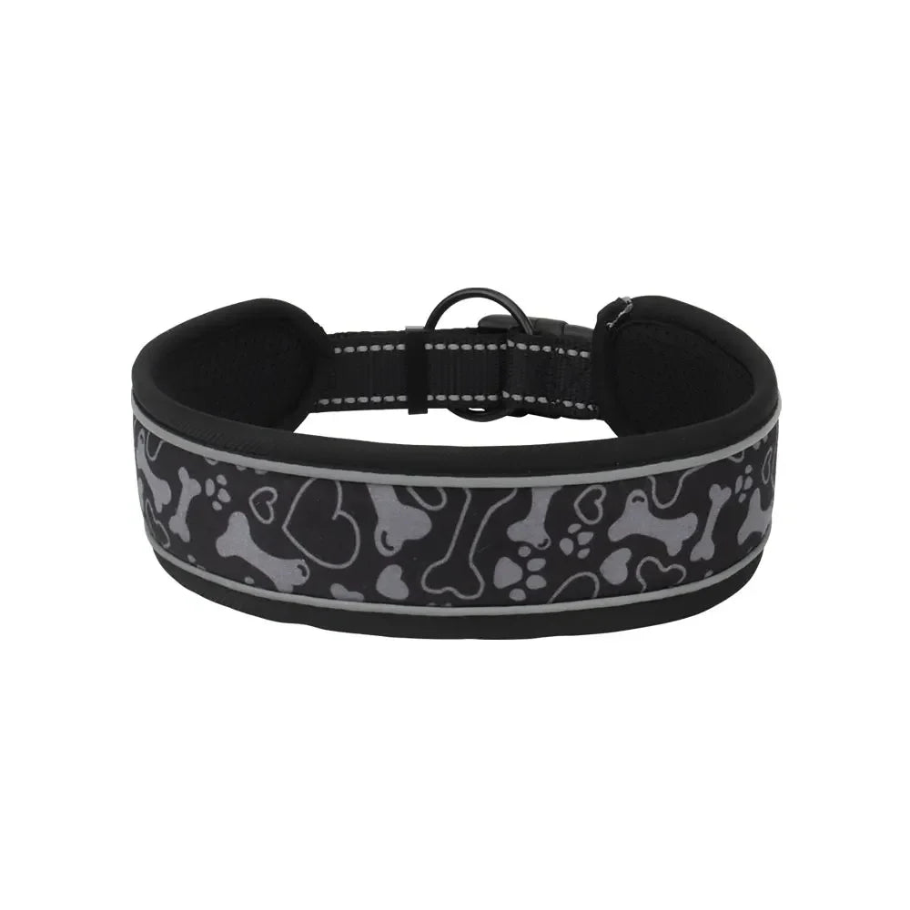 Breites Reflektierendes Weiches Hundehalsband Verstellbar Dick Strapazierfähig für Mittel Große Hunde Kaufschwan® Schwarz S