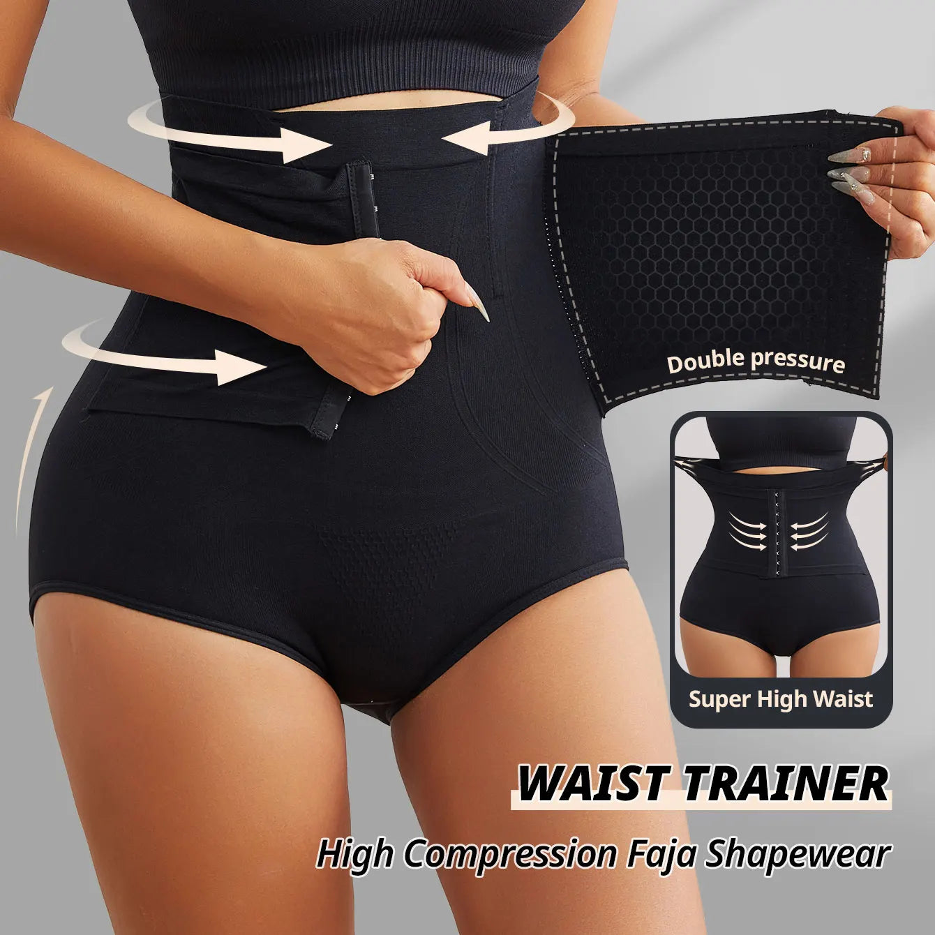 Nahtlose Damen Taillenformer Miederhose – Hohe Taille, Starke Kompression, Bauchweg Shapewear Body Shaper Kaufschwan® Schwarz M
