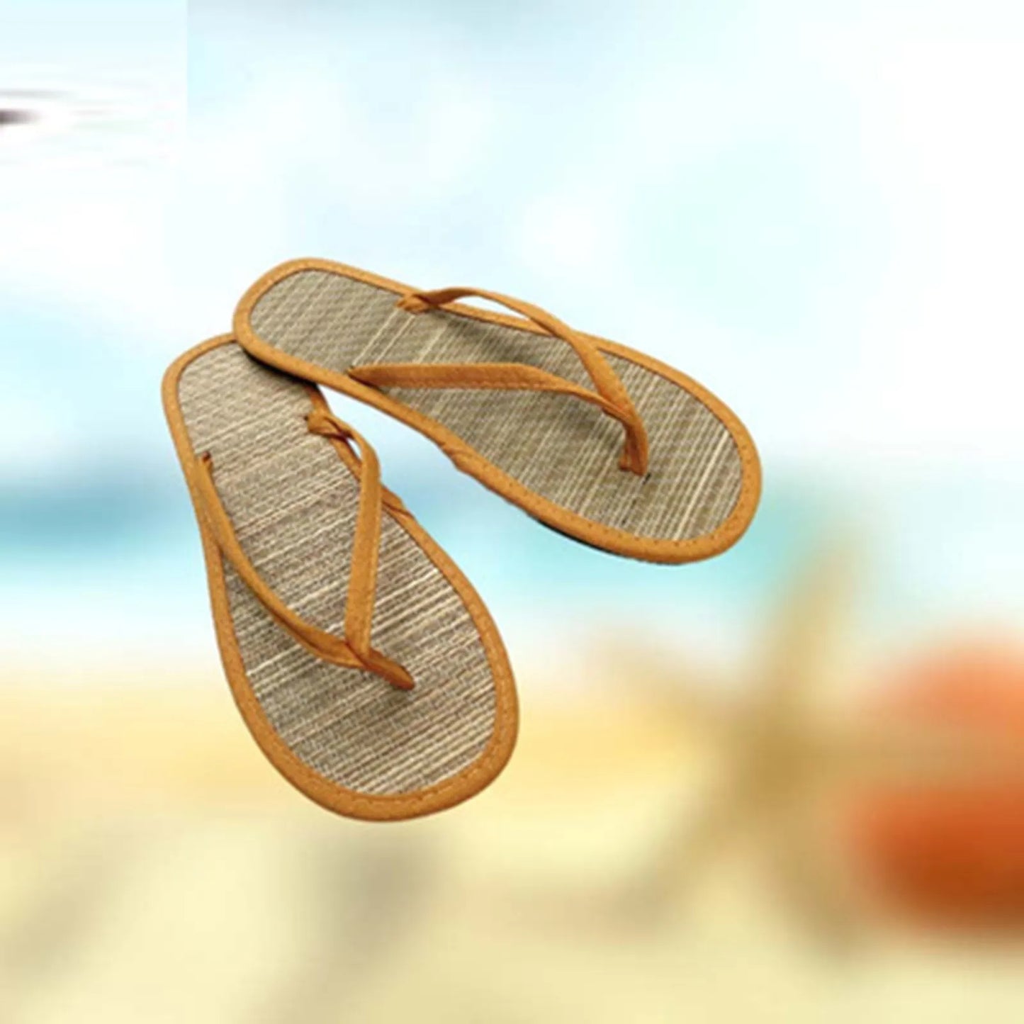 Damen Flache Flip-Flops | Bequeme Rutschfeste Bambus-Rattan Sandalen | Hausschuhe für Bad & Alltag