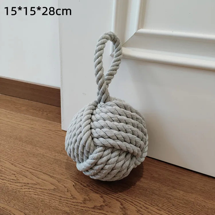 Türstopper im Mediterranen Stil – Dekorativer Seilball Türhalter | Kreatives Rustikales Design für Zuhause, Restaurants & Bars Kaufschwan® Grau