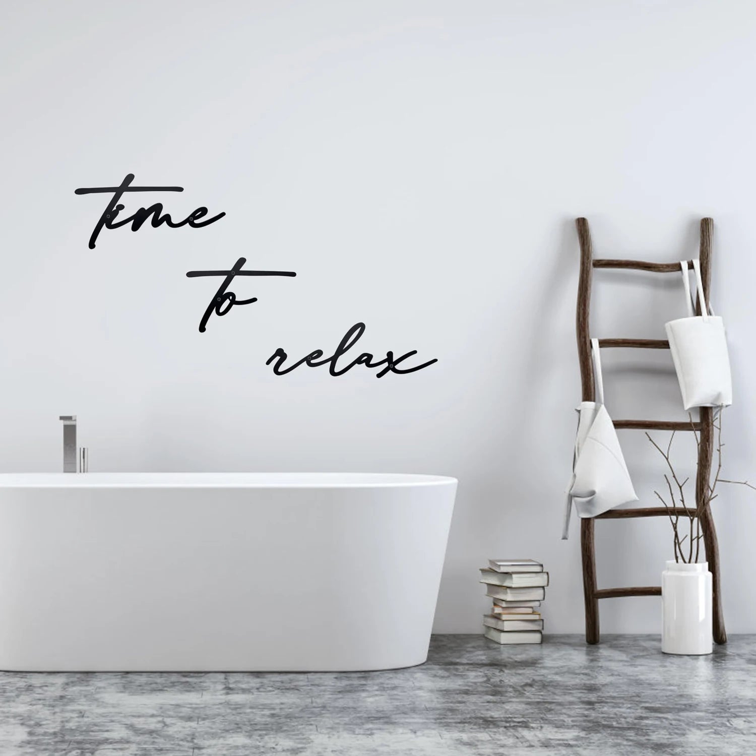 Time to Relax Metall Wanddeko – Schwarzes Landhaus Badezimmer Schild – Kaufschwan®