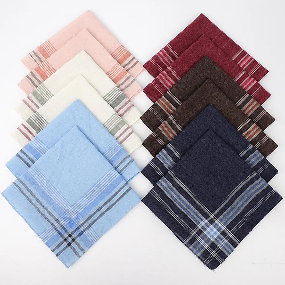6er Set Herren Taschentücher – Gemischte Farben Kariert & Gestreift, Polyester-Baumwolle, Klassischer Vintage Stil 36×36CM Kaufschwan®
