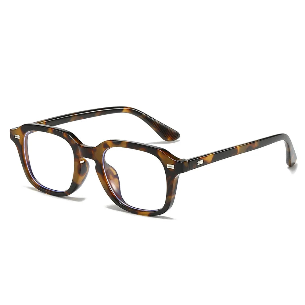 New Square Blue Light Blocking Glasses Men Unisex Women Rivets Transparent Anti Blue Light Computer Glasses Kaufschwan® Weiß Leopard
