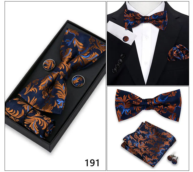Herren Fliegen-Set – 3-teiliges Geschenkset mit Fliege, Einstecktuch & Manschettenknöpfen | Elegantes Rotes Accessoire für Business & Hochzeit