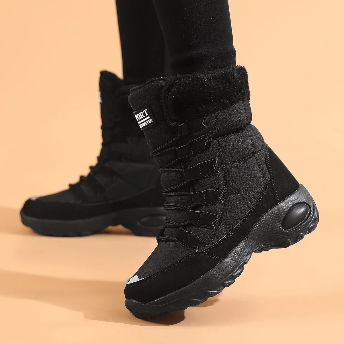 Damen Winter Schneestiefel – Wasserdichte Mittelhohe Stiefel | Hochwertige Kunstfell Gefütterte Wanderstiefel für Damen