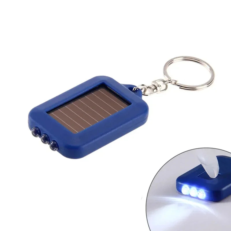 Tragbare LED-Schlüsselanhänger-Solarlampe – Mini-Taschenlampe mit Schlüsselring | Solarbetriebenes Licht für Outdoor, Wandern & Alltag Kaufschwan® Blau