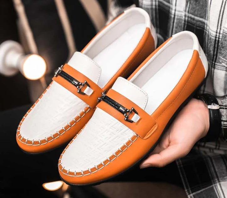 Herren Leder-Loafer – Klassische Runde Mokassins | Flache Slip-On Freizeitschuhe aus Weichem PU-Leder für Büro & Alltag Kaufschwan®