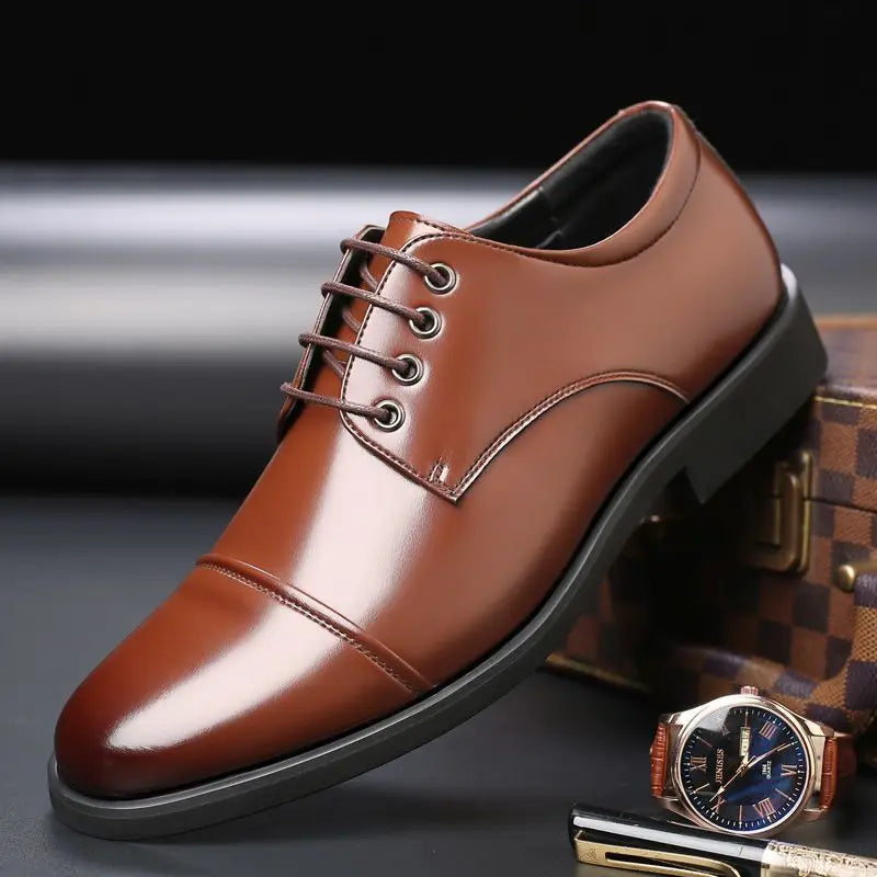 Herren Schnürschuhe mit Runder Spitze – Klassische Business- & Freizeitschuhe | Elegante Lederschuhe für Frühjahr & Herbst Kaufschwan® Braun 43