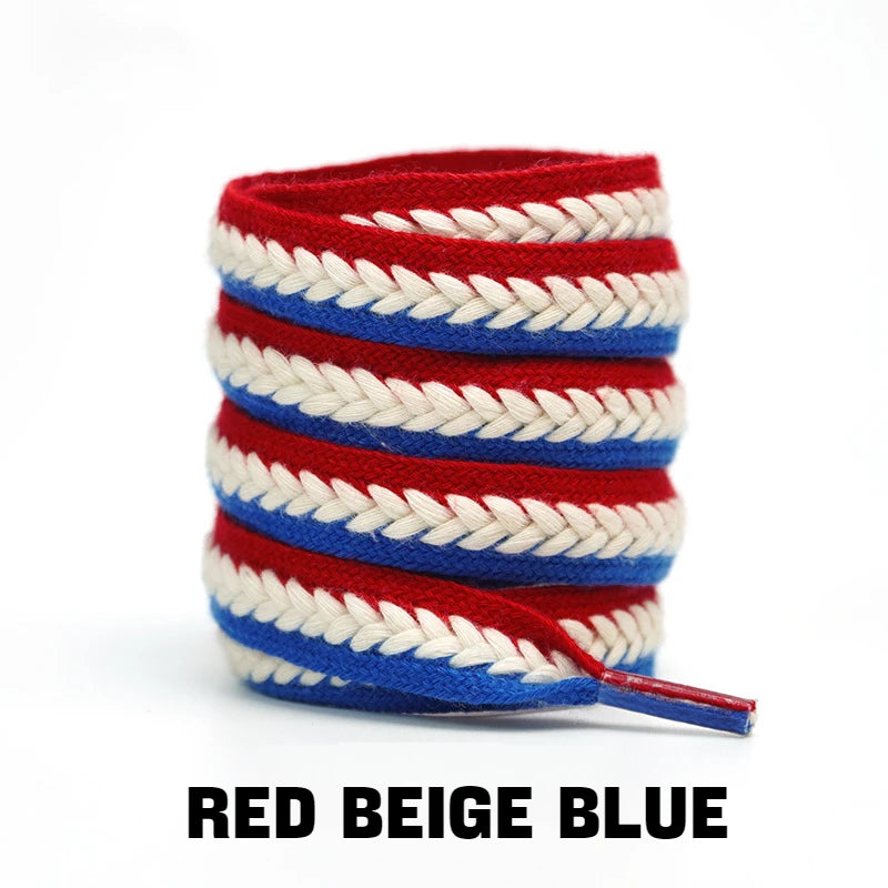 Flache Baumwoll-Schnürsenkel – 1,5cm Breite Premium Laces für Sneaker & Freizeitschuhe | 100/120/140/160cm Seil-Design, 1 Paar