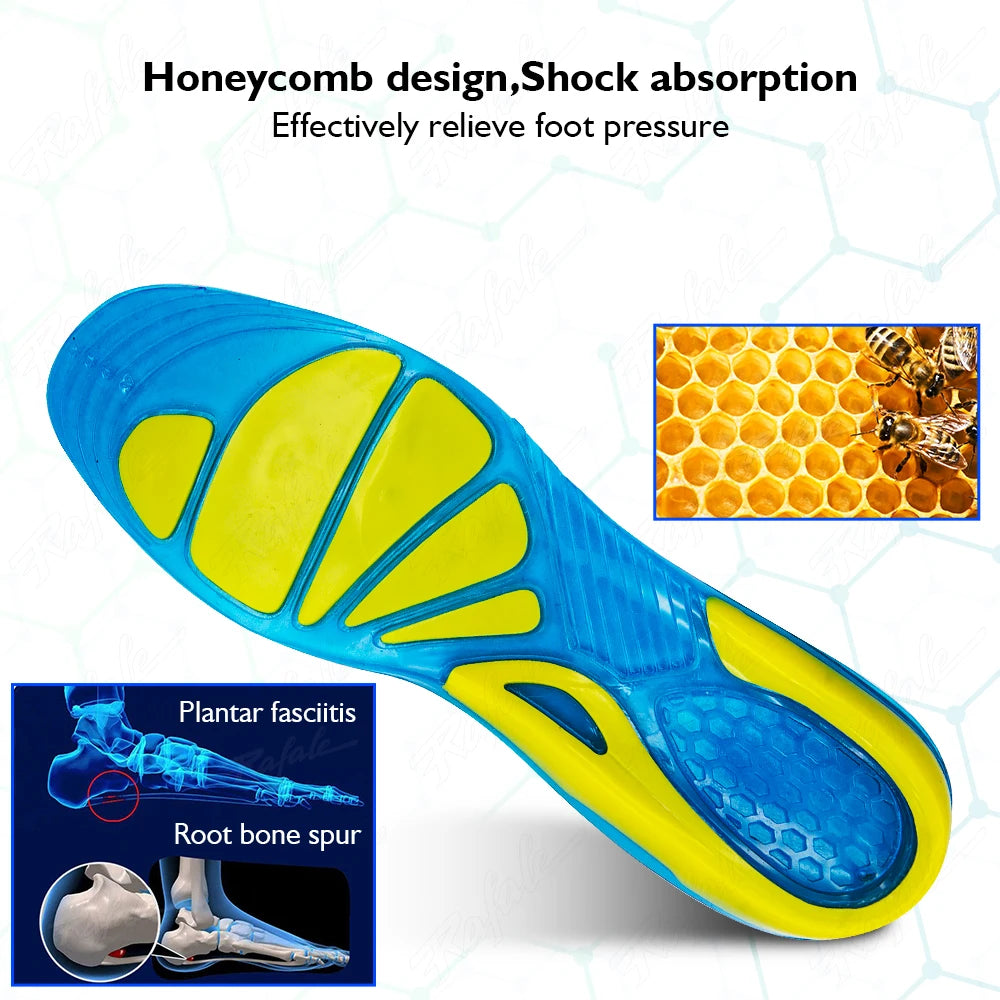 Silikon Gel Sport Einlegesohlen | Rutschfeste Orthopädische Schuhsohlen mit Stoßdämpfung & Fußmassage für Damen und Herren Kaufschwan®