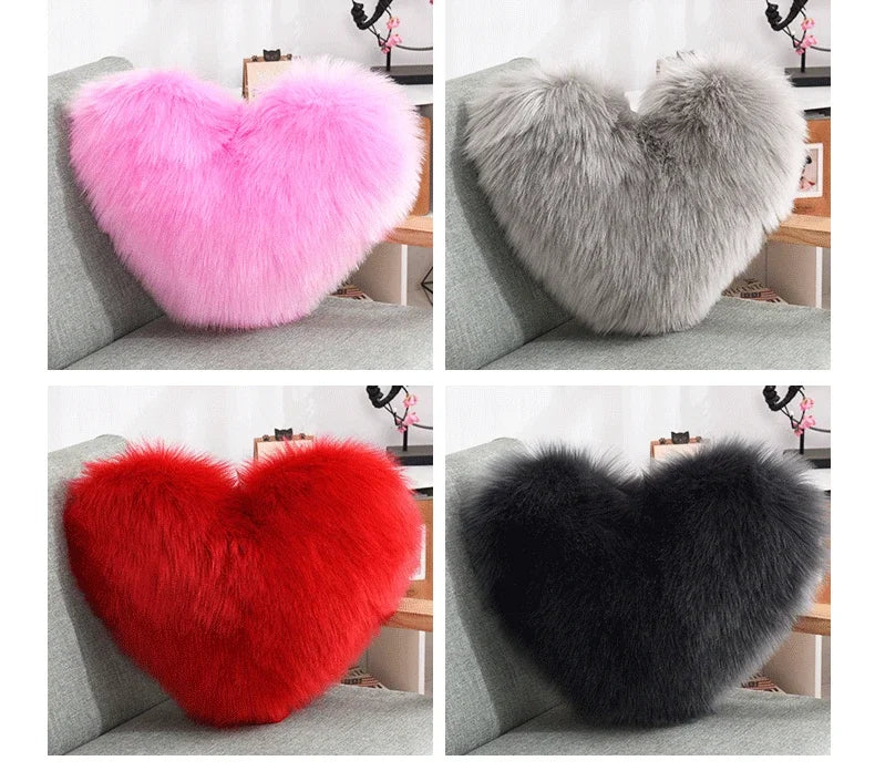 Leichtes Herzförmiges Flauschiges Sofa-Kissen | PP Baumwoll Plüschkissen | Lebendige Wohnzimmerdekoration Kaufschwan®