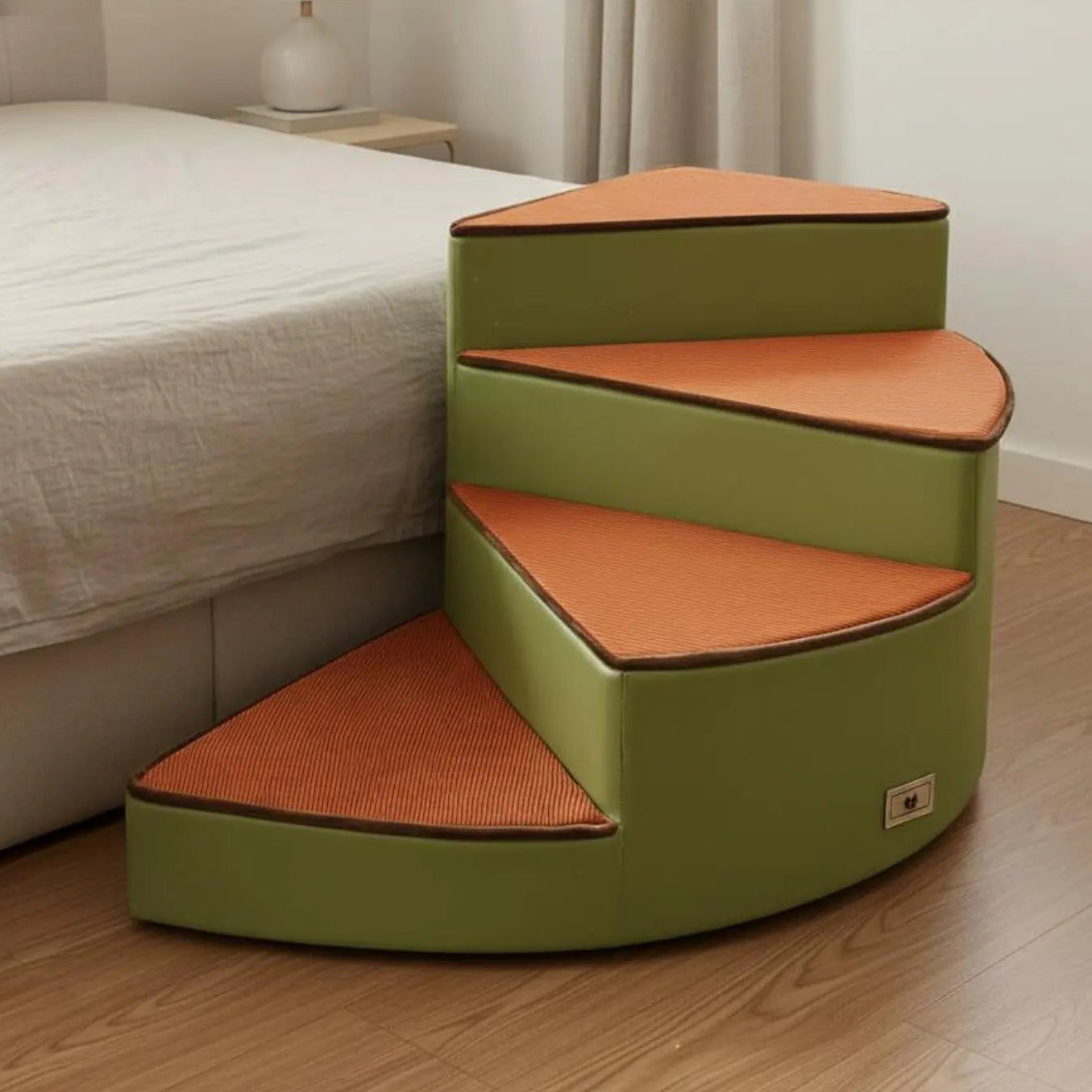 Gebogene Haustiertreppe – Leichte Schaumstoff Hundetreppe mit Rutschfe – Kaufschwan®