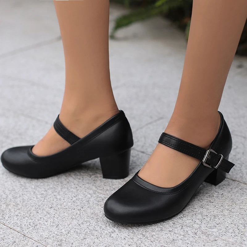 Damen Pumps mit Blockabsatz – Runde Spitze & 5 cm Absatz | Elegante Business-Schuhe für Büro & Karriere Kaufschwan®
