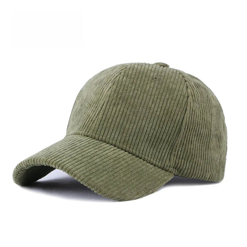 Corduroy Baseballkappe | Damen & Herren Baumwolle Einfarbige Sonnenkappe | Herbst Warm Hip Hop Snapback Anglerhut Kaufschwan® Armeegrün