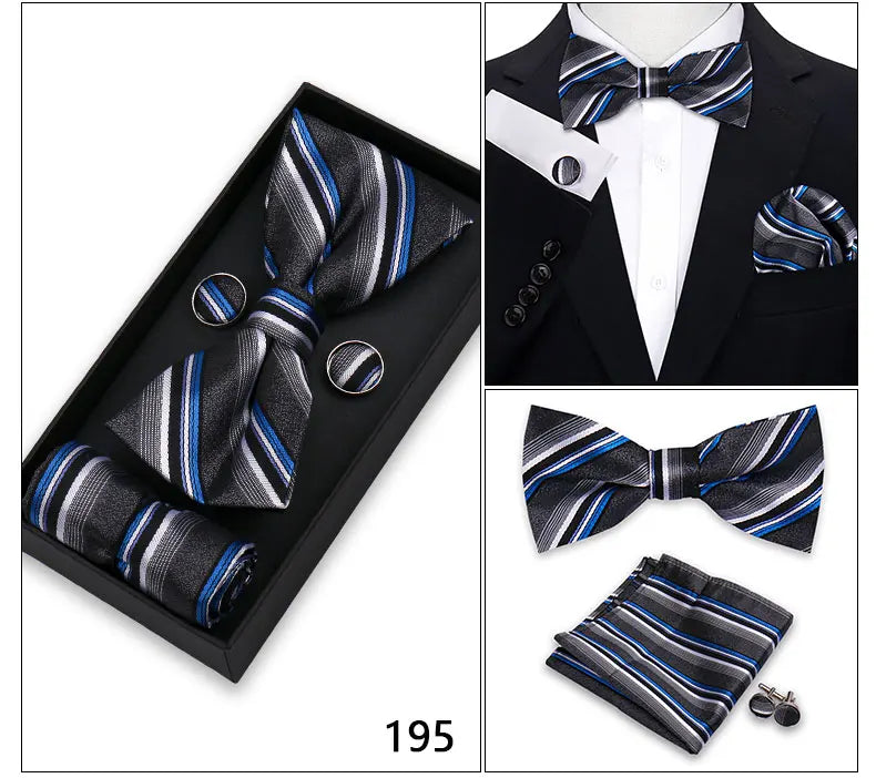Herren Fliegen-Set – 3-teiliges Geschenkset mit Fliege, Einstecktuch & Manschettenknöpfen | Elegantes Rotes Accessoire für Business & Hochzeit