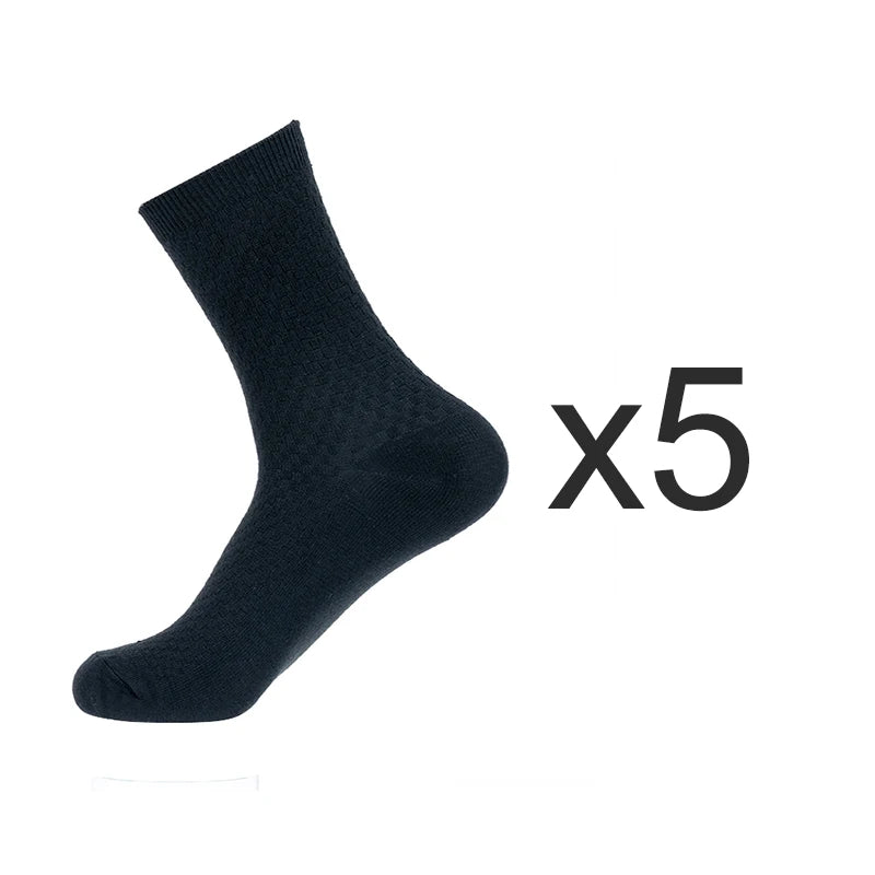 5 Paare Herren Bambusfaser Lange Socken | Business Einfarbig Baumwolle Hochwertige Schwarze Socken Kaufschwan® 5er Set 5 EU 39-43 (US 7-9)