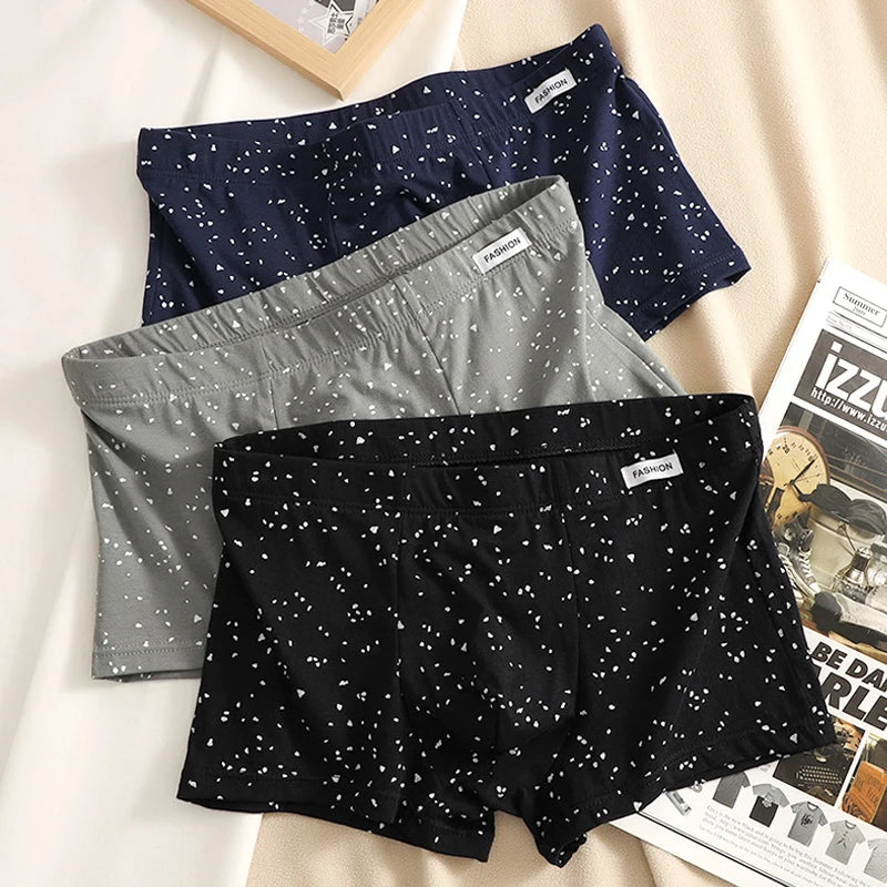 Punktmuster Herren Boxershorts | Modische Baumwollunterwäsche | Weiche Boxershorts | Größen M–3XL Kaufschwan® Marineblau Grau Schwarz XXL