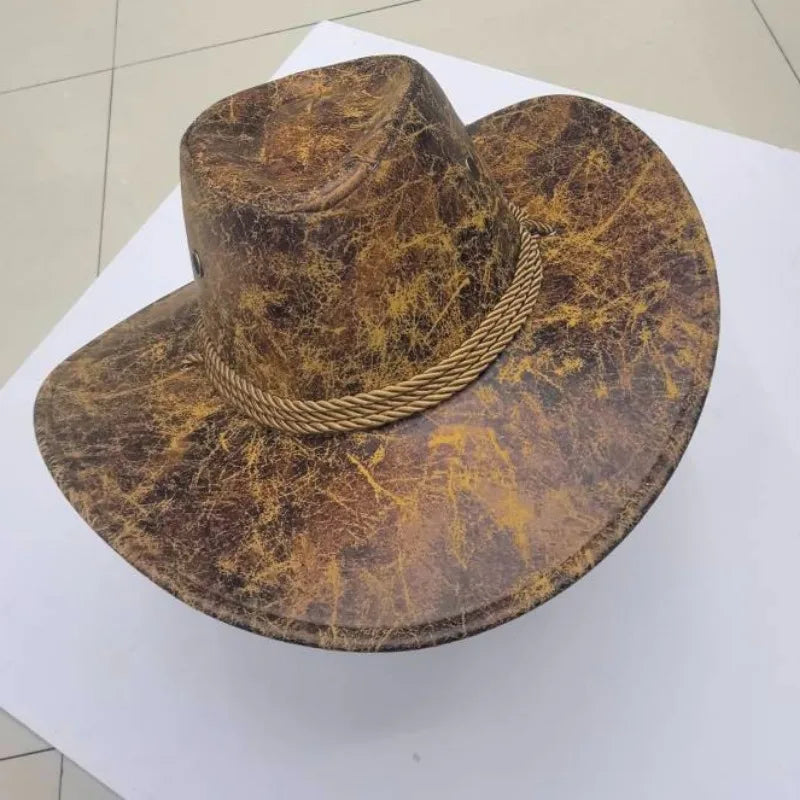 Kunstleder Western Cowboy Hut für Damen & Herren – Vintage Gentleman Dress Hat, Panama Cowgirl Jazz Cap, Klassischer Sombrero Kaufschwan®