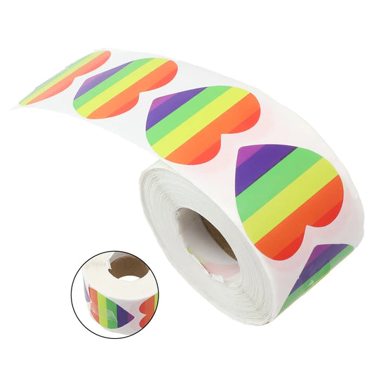 500 Stück Pride Aufkleber – Regenbogen Herz & Quadrat Etiketten | 3,8cm/2,5cm Klebeaufkleber für Tasse, Tasche, Vase & DIY-Dekoration