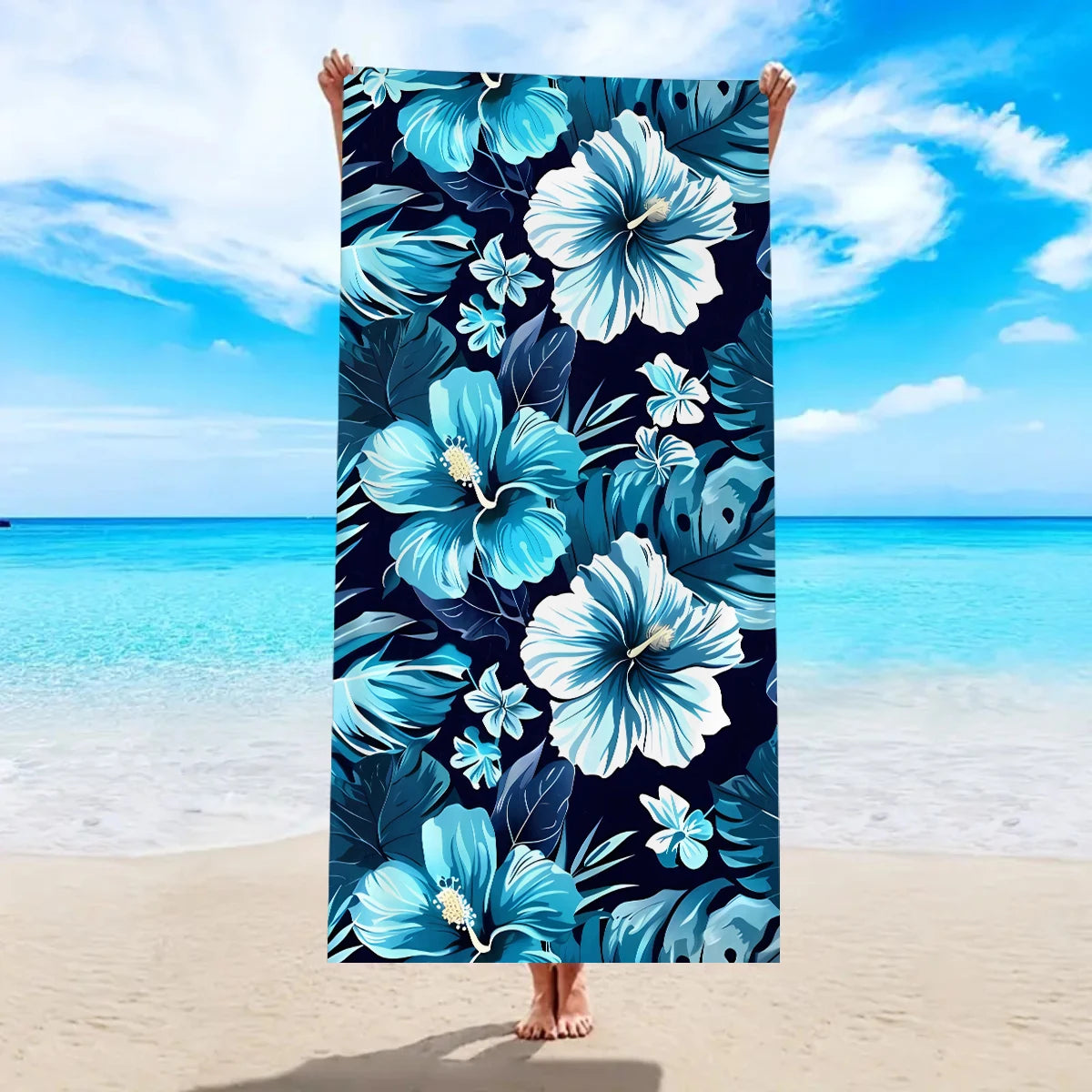 Tropisches Blumen Strandtuch – Schnell Trocknendes & Saugfähiges Mikrofaser Handtuch | Leichtes Reisehandtuch für Sport, Yoga, Schwimmen & Camping