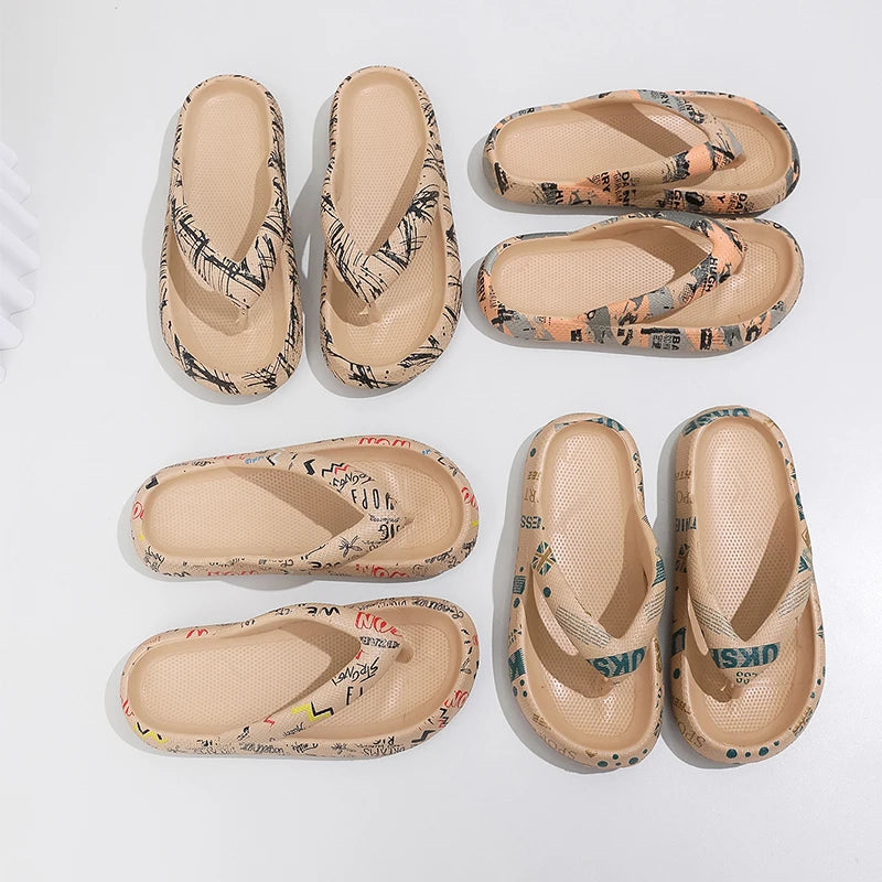 Damen Sommer Flip-Flops mit Leopardenmuster | Weiche Dicksohlen-Cloud-Slipper | Strandsandalen für Urlaub & Reisen Kaufschwan®