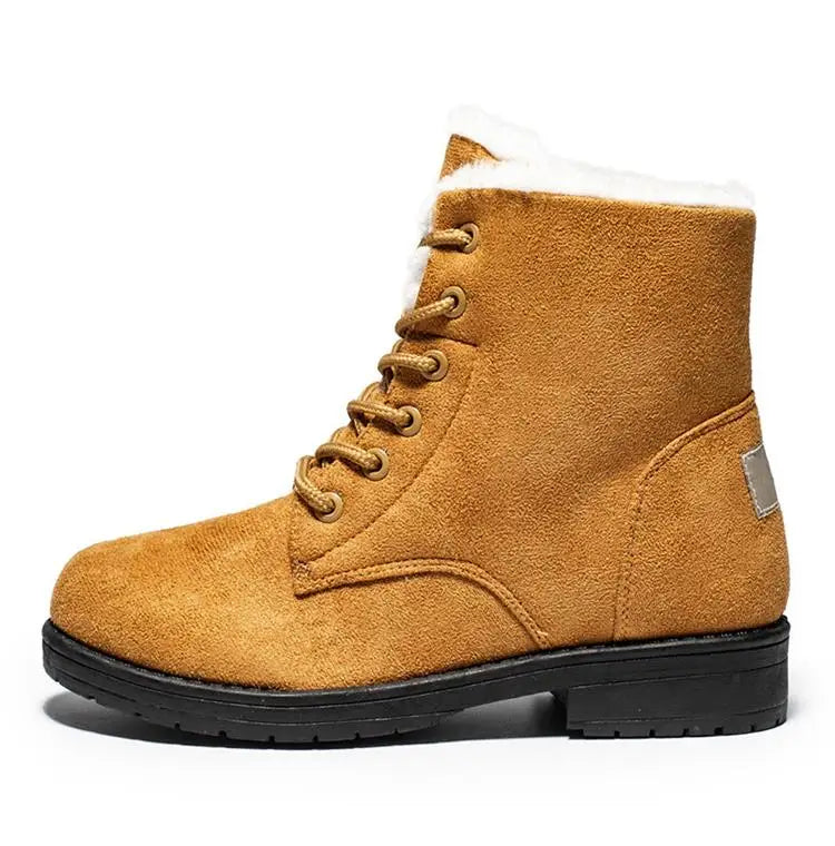 Damen Schneestiefel – Flache Plateau Winter Schuhe | Warme Kunstfell Gefütterte Plüsch Stiefel für Damen | Bequeme Winter Schuhe